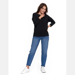 GŁADKA DAMSKA bluzka CZARNA 3/4 rękaw BAWEŁNIANA MORAJ